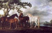 George Stubbs Mares and Foals in a Landscape oil painting on canvas